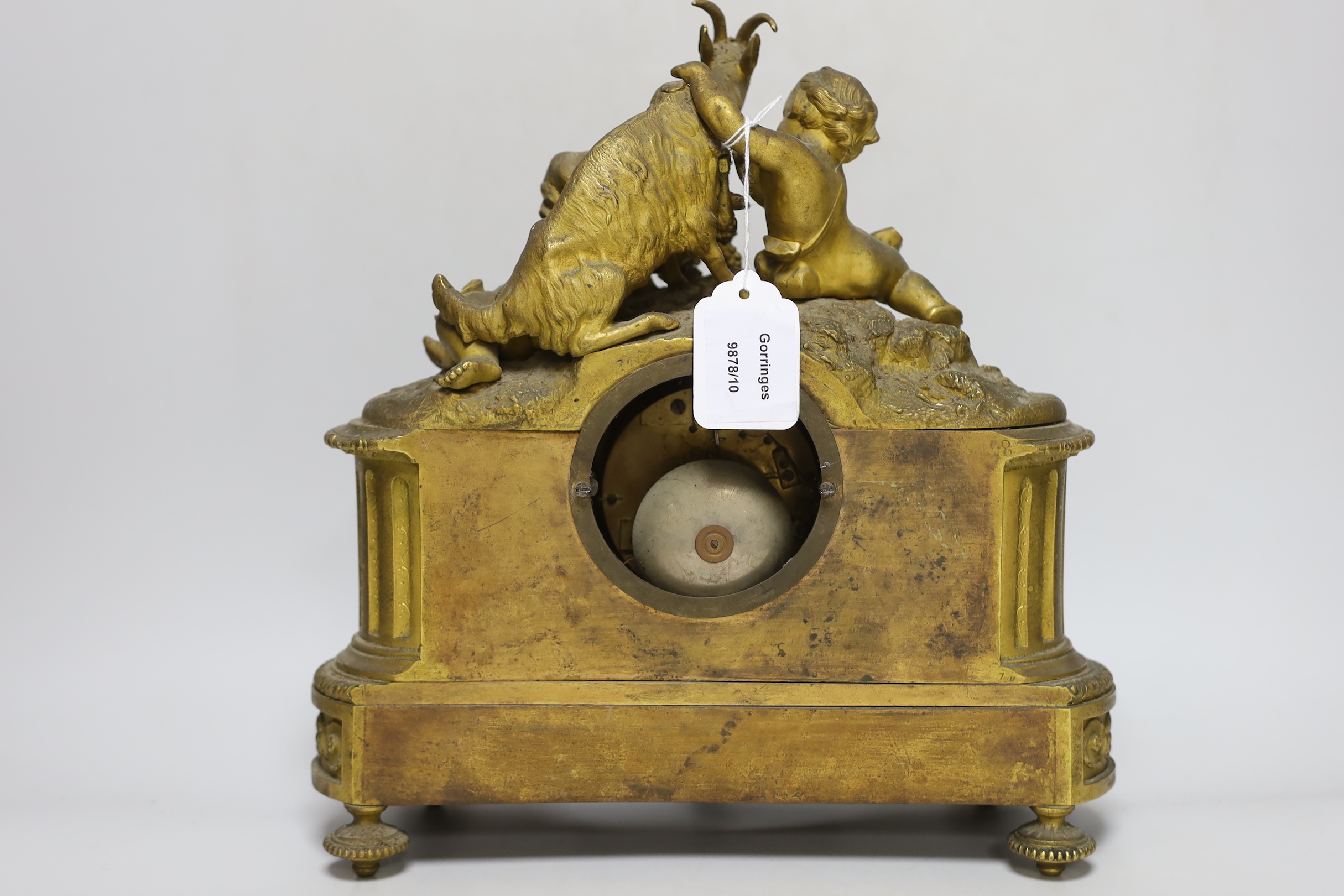 A 19th century French ormolu and Sevres style porcelain mounted mantel clock, 32cm high